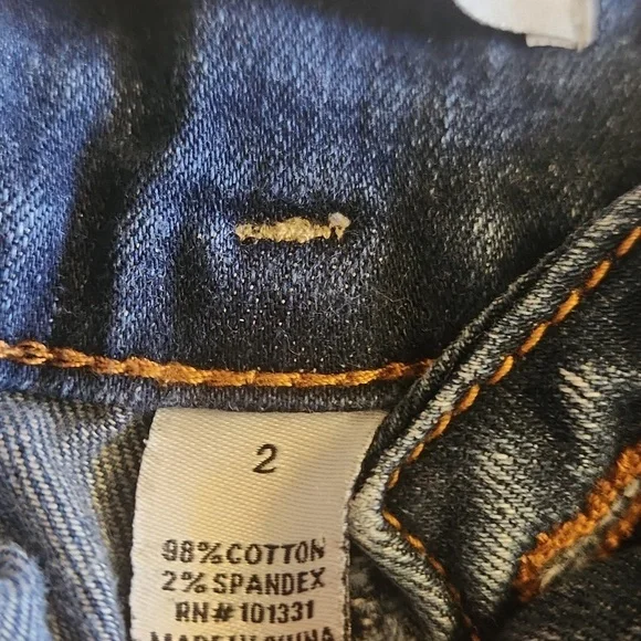 Vintage Y2K Refuge Dark Blue Distressed Skinny Jeans Women's Size 2 - Picture 4 of 16